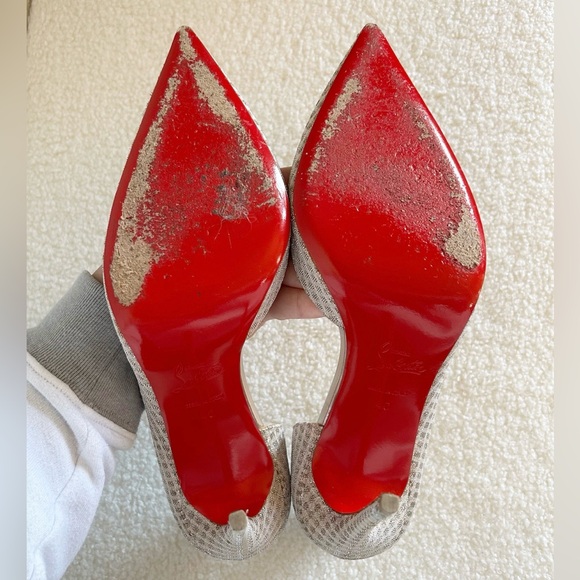 Christian Louboutin Iriza 100 Metallic Nude D’Orsay Pointed Toe Heels Size EU 40 - Picture 11 of 12